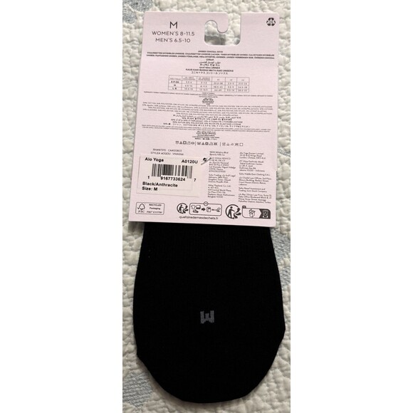 Alo Yoga Black Unisex Conceal Sock Size Medium NWT - Picture 4 of 4
